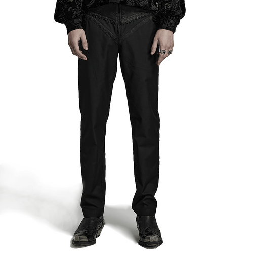 Elegante pantalón gótico de jacquard slim fit