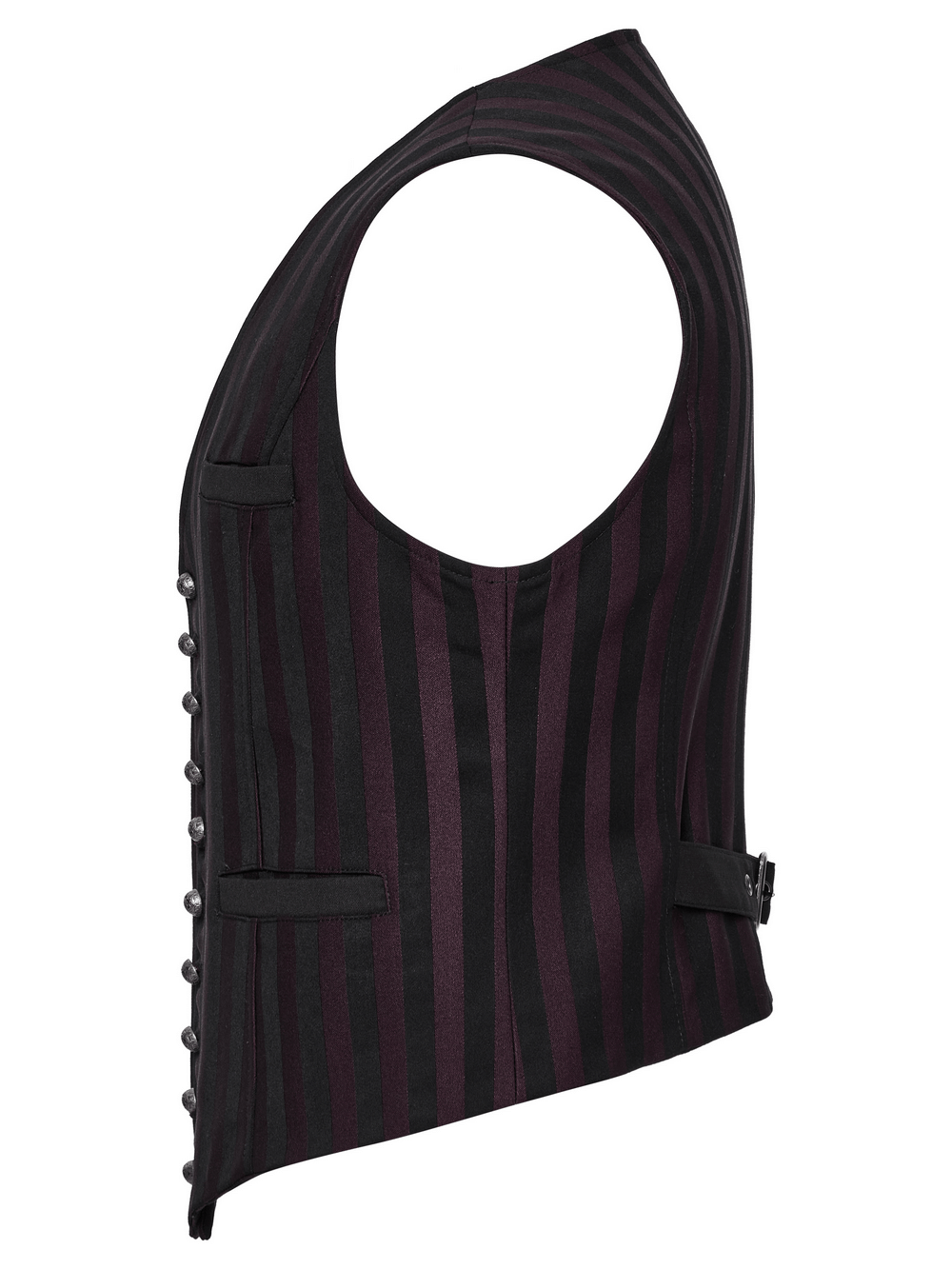 Elegant Gothic striped waistcoat for men with back buckle strap and retro carved buttons.