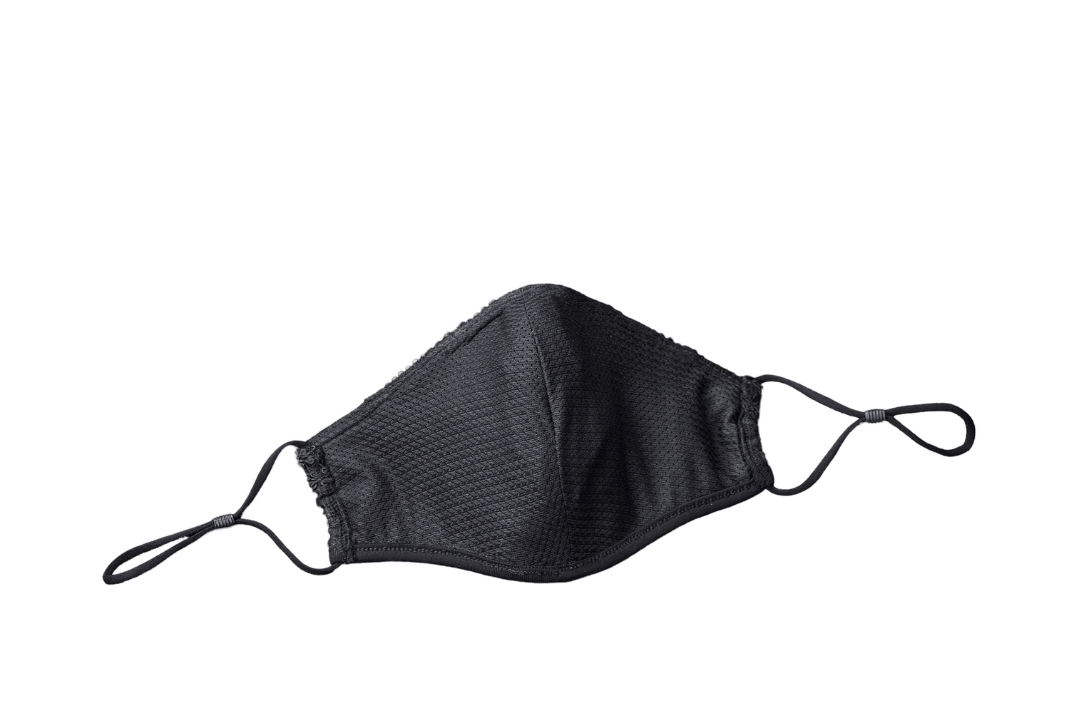 Elegant Gothic woven fabric mask in black with ornate webbing and adjustable straps for a perfect fit.