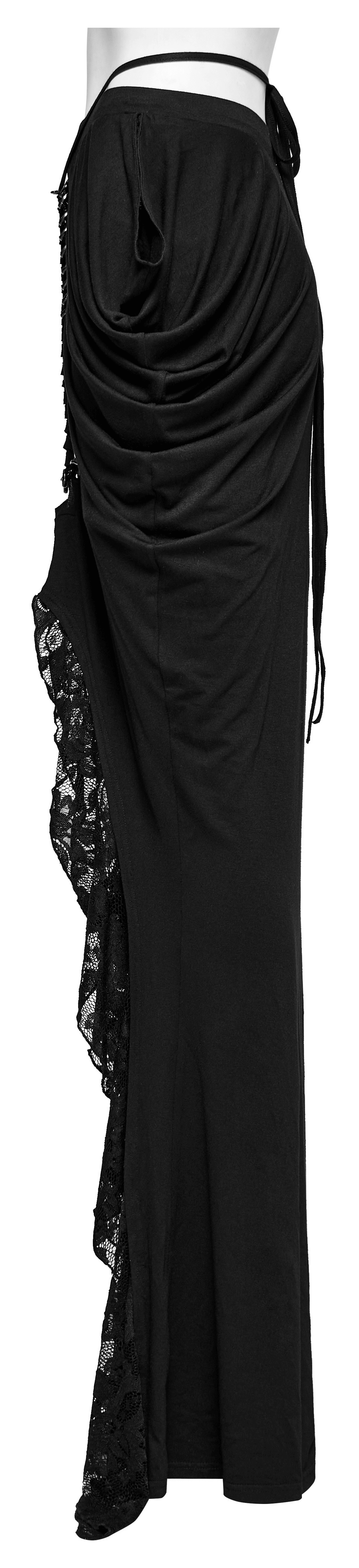 Elegante falda gótica decorada con encaje y cadena