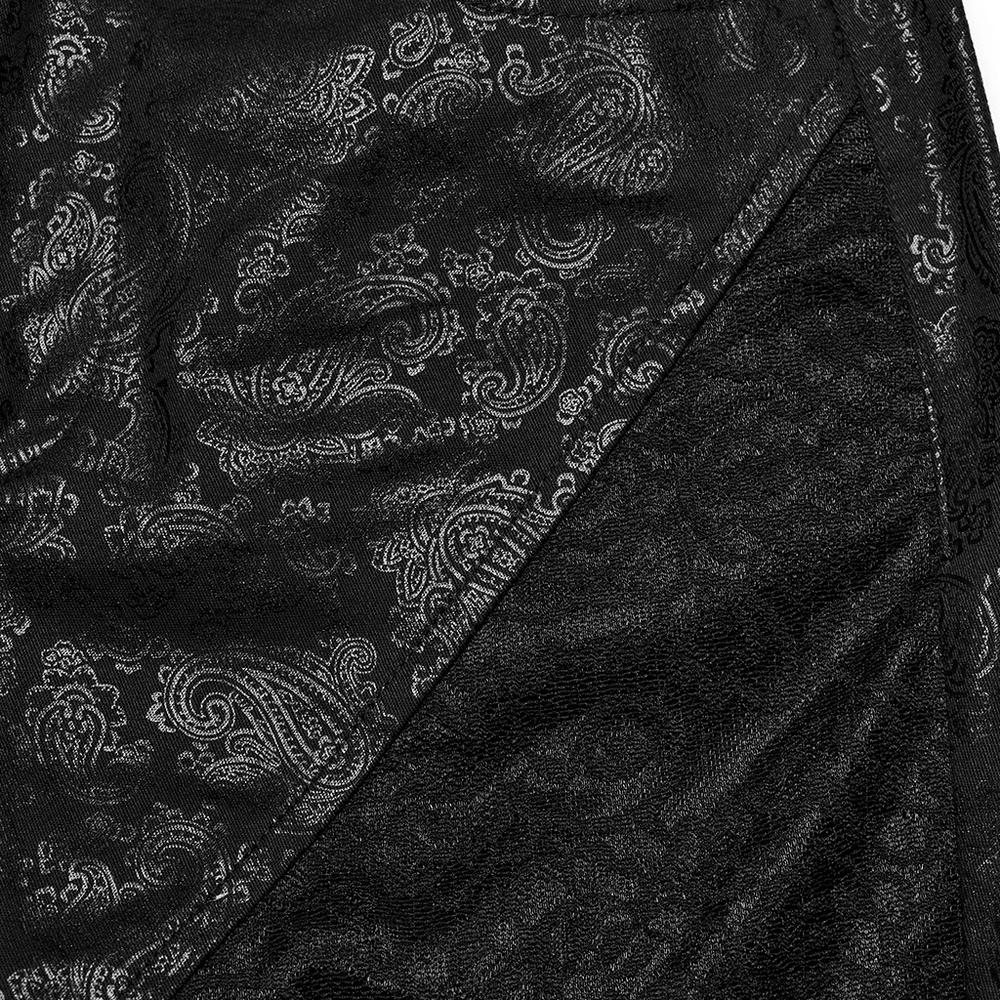 Elegant black leggings with intricate lace and shimmering patterned design, showcasing a stunning mix of textures.