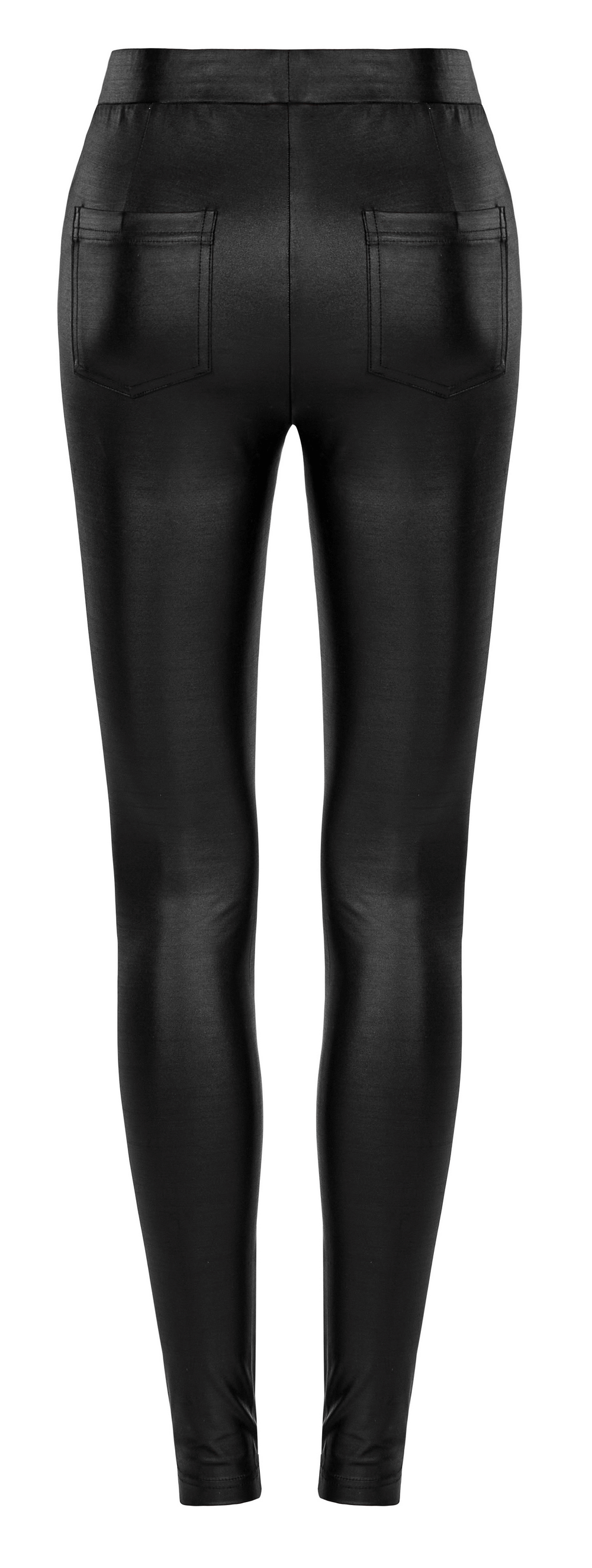 Elegant Lace Applique Black Faux Leather Leggings - HARD'N'HEAVY