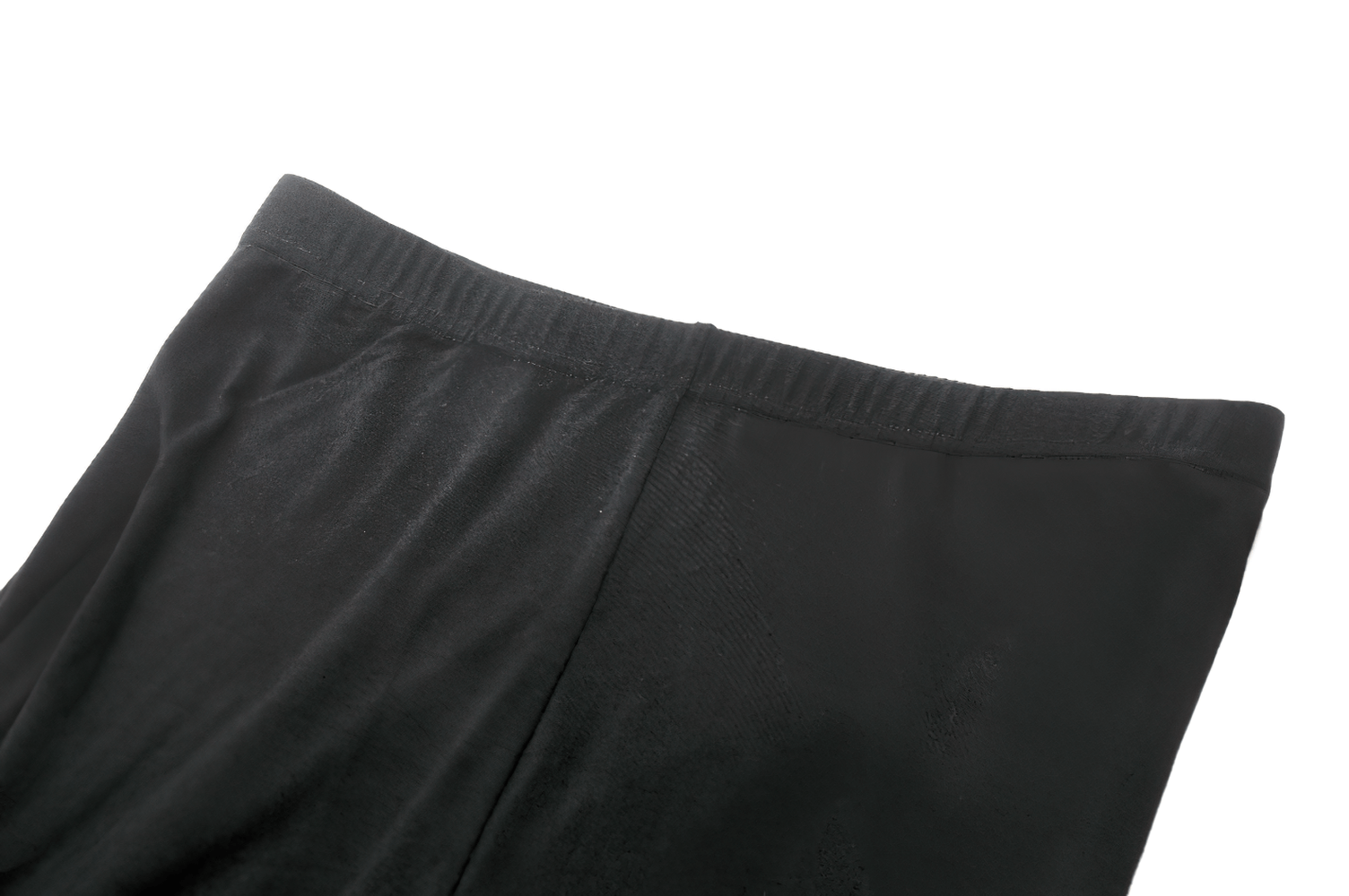 Elegant Lace Flare Pants with Layered Ruffled Hem Design close-up of black fabric waist