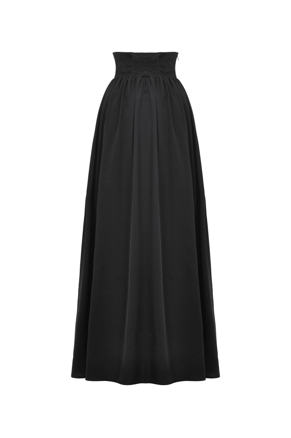 Elegant black gothic lace high waist maxi skirt, featuring a flattering A-line silhouette and intricate lace detailing.