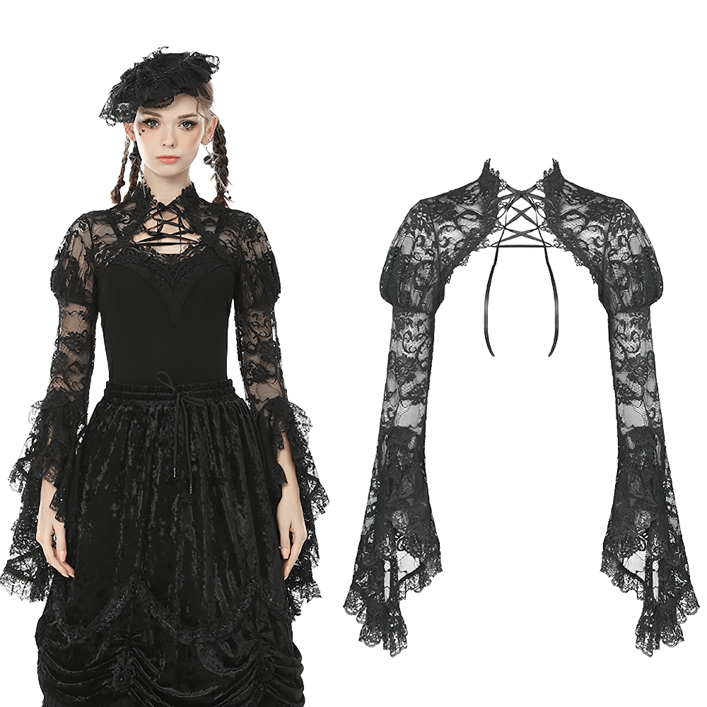 Elegant Lace Long Sleeves Bolero - Victorian A-Line Beauty