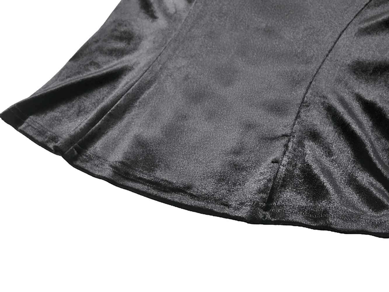 Elegant Lace Sleeve Gothic Velvet Top with Ruffle Details showcasing the soft, luxurious black fabric.