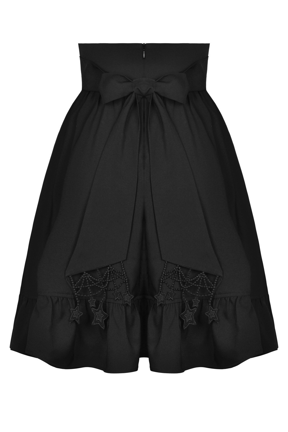 Elegant Lace-Trimmed Black and White High Waist Skirt