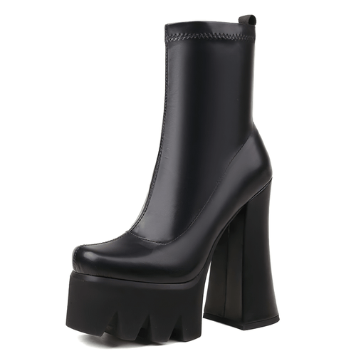 Elegant Leather Boots / Women's Aesthetic Heels / Grunge Platforms / Female Cowskin Shoes