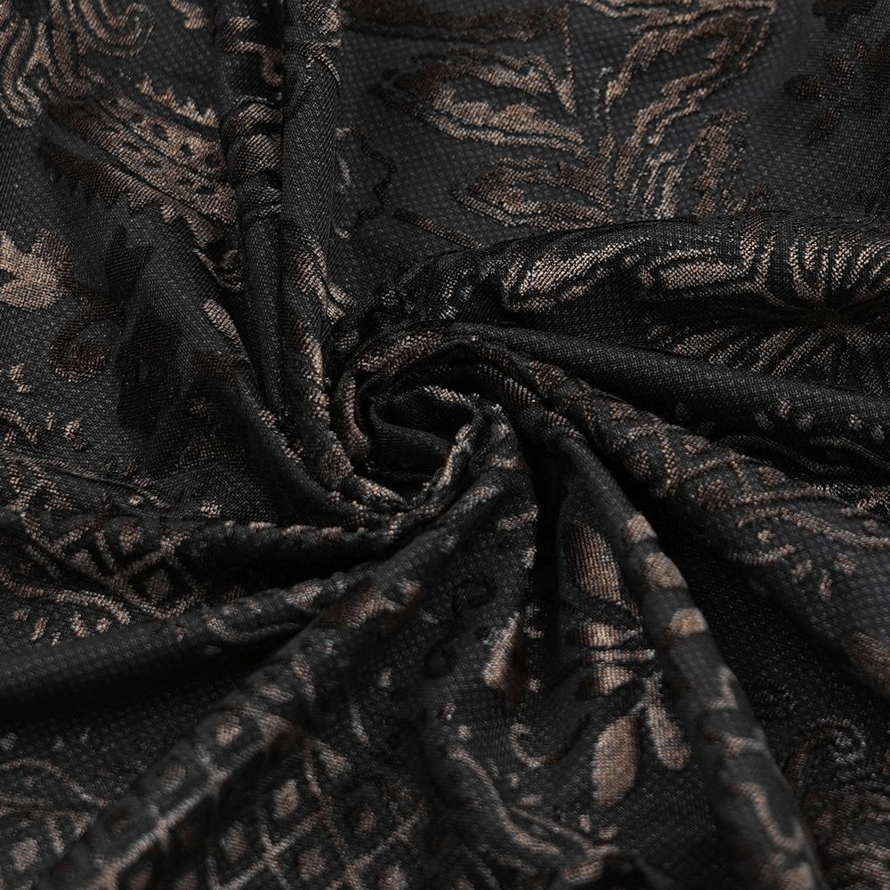 Elegant black lace fabric with intricate floral embroidery, perfect for gothic dress designs.