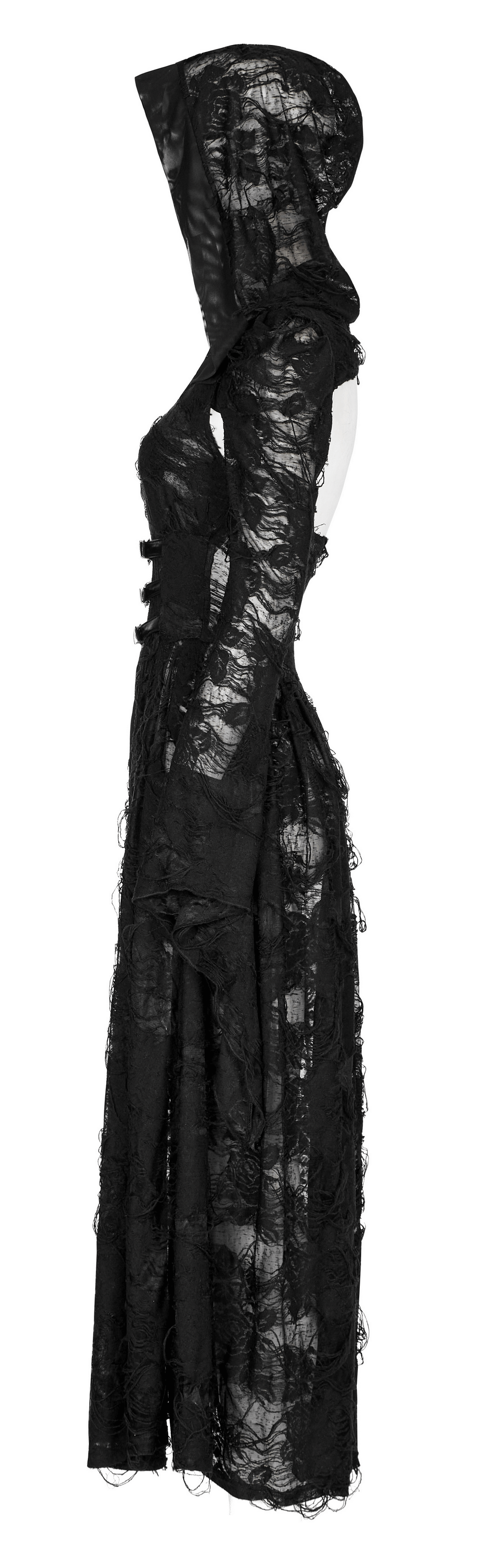 Elegant Long Hooded Lace Gothic Coat for Women - HARD'N'HEAVY