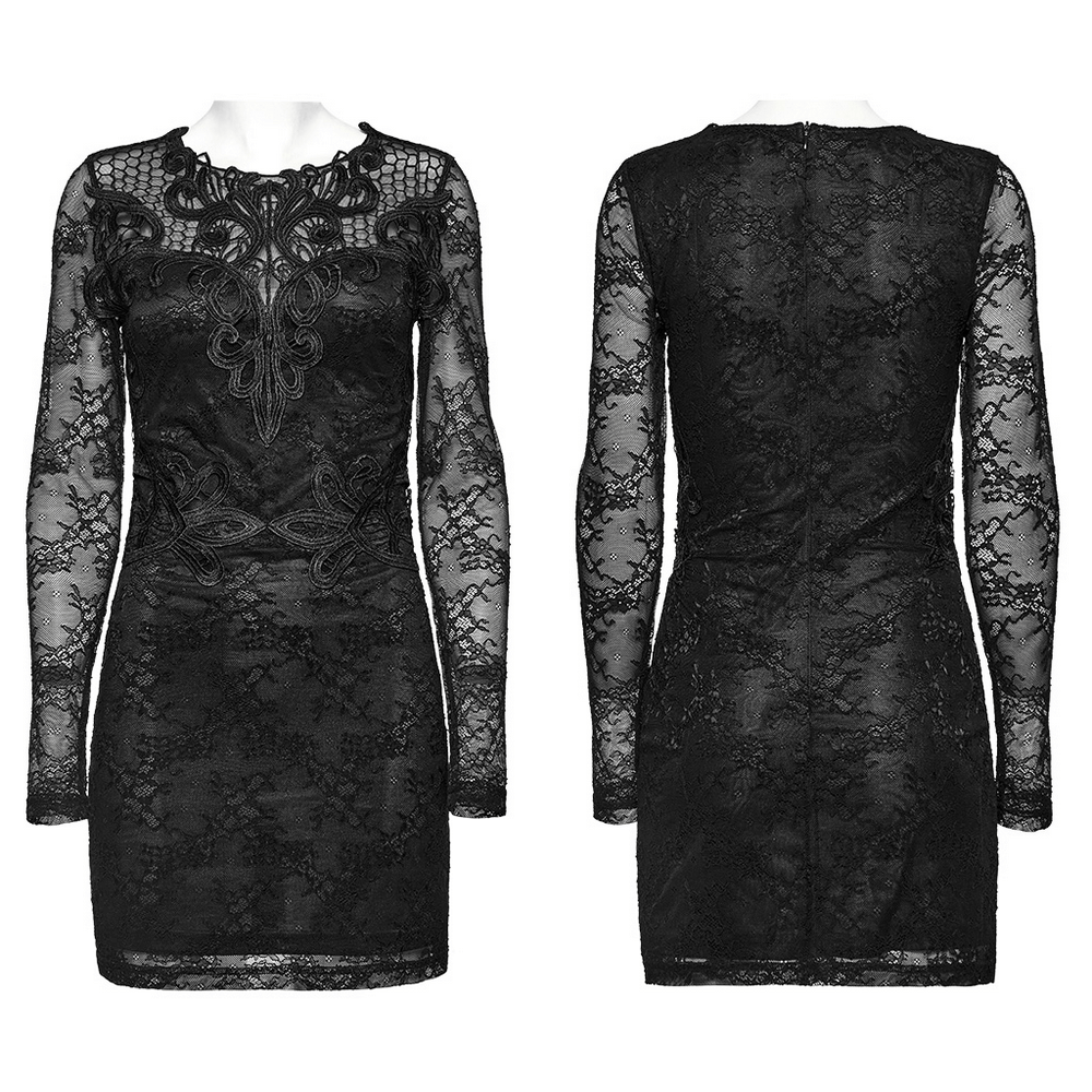 Elegant Long Sleeved Lace Slim Fit Black Formal Dress Elegant Long Sleeved Lace Slim Fit Black Formal Dress