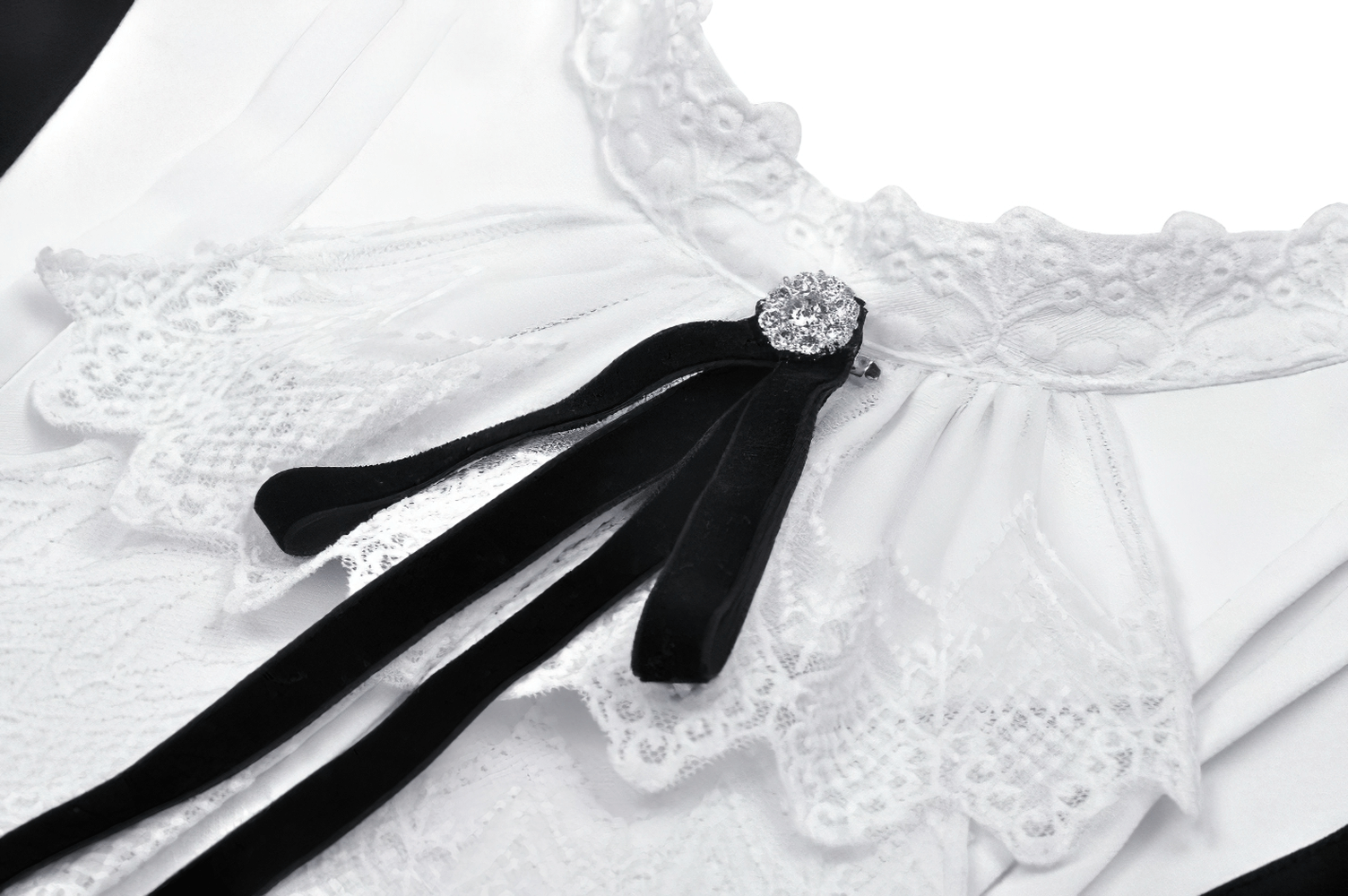 Elegant Long Sleeves Dress with White Ruffled Collar