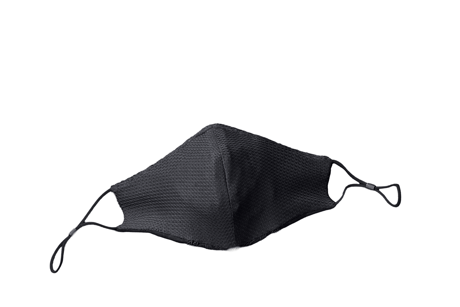 Elegant black men's lace face mask with dark grain embossing and soft mesh inner lining for comfort.