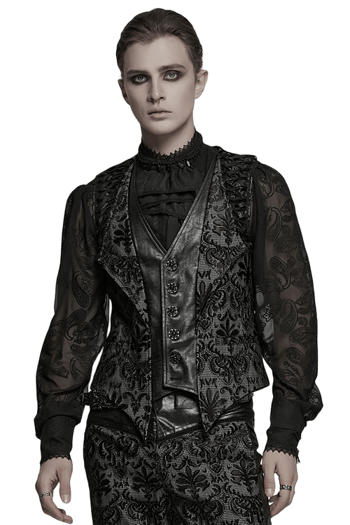 Elegante Herren Gothic bestickte Brokatweste