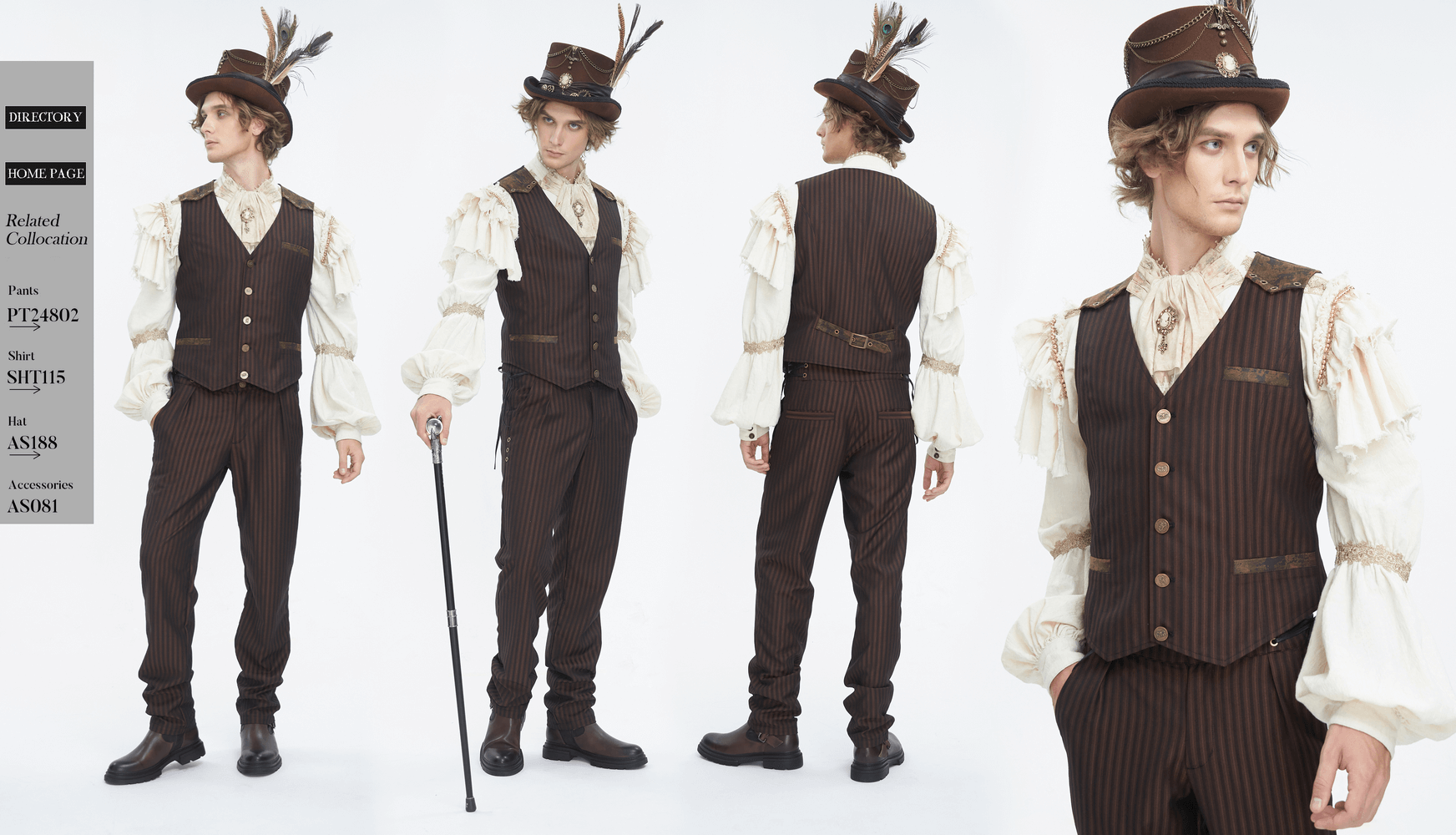Elegant Pinstriped Men's Button-Up Brown Waistcoat