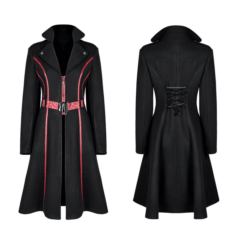 Elegant Punk Style Long Coat - Handsome Gothic Design - HARD'N'HEAVY