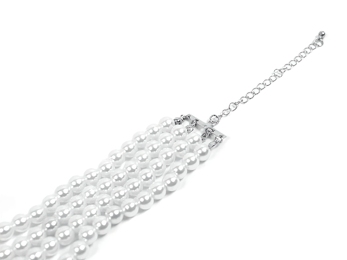 Elegant Red and White Beaded Lace Goth Necklace featuring a stunning design of white pearls.