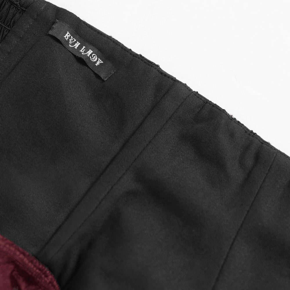 Ceinture Corset Gothique en Dentelle Rouge-Noir Élégante avec Surjupe