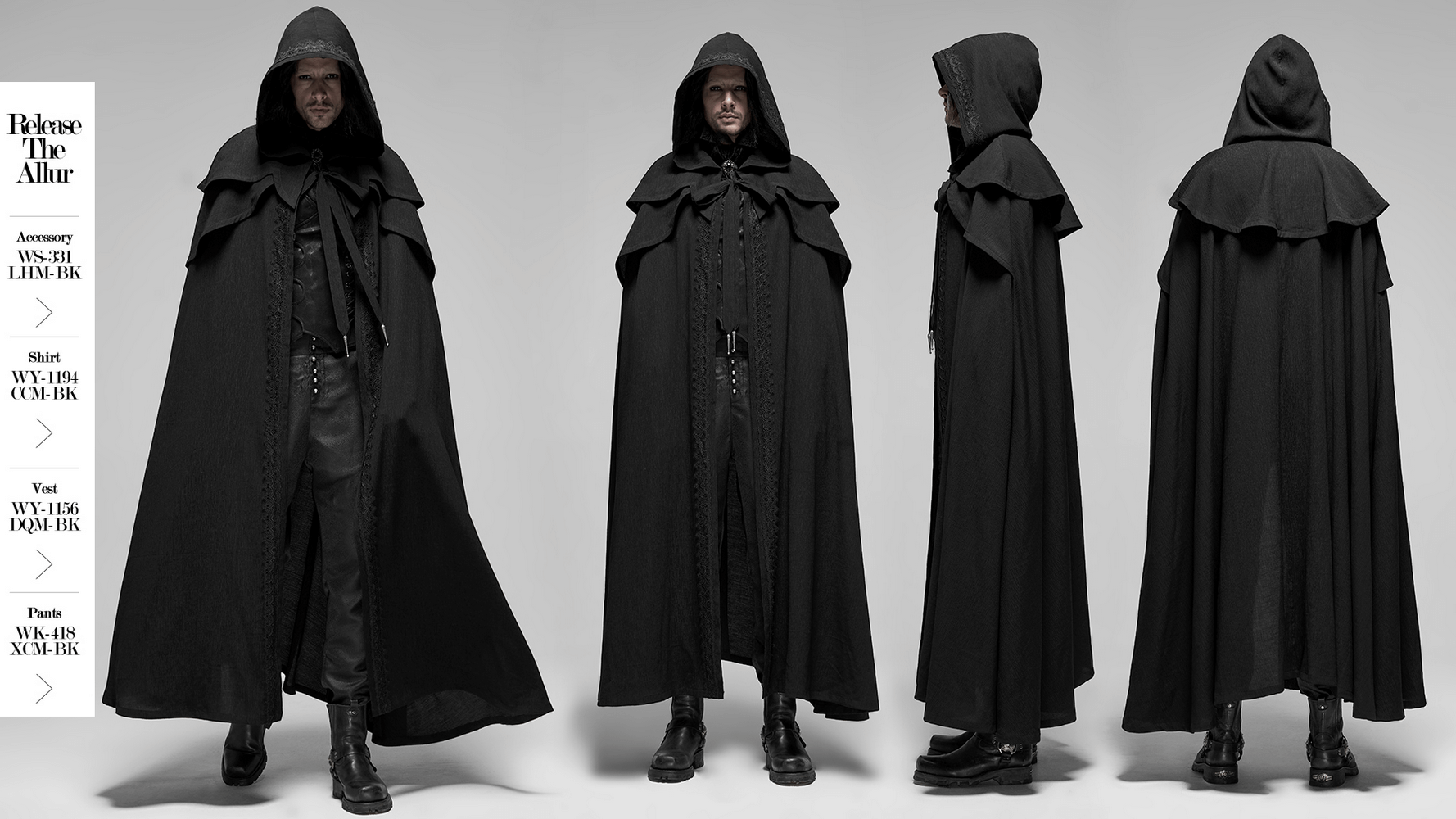 Elegant Rococo long cloak with cascading shoulders, showcasing dramatic flair and sophisticated design.