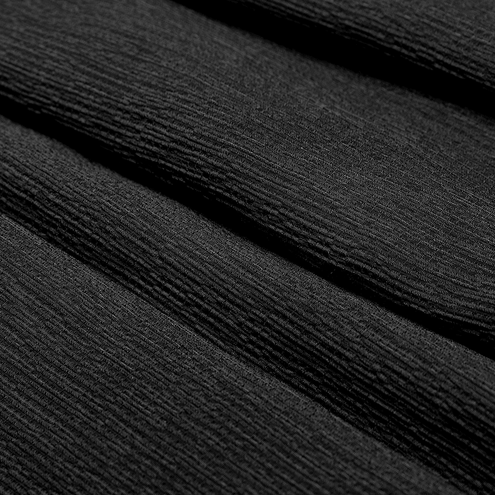 Close-up of luxurious black woven fabric, showcasing rich texture ideal for an elegant cloak.