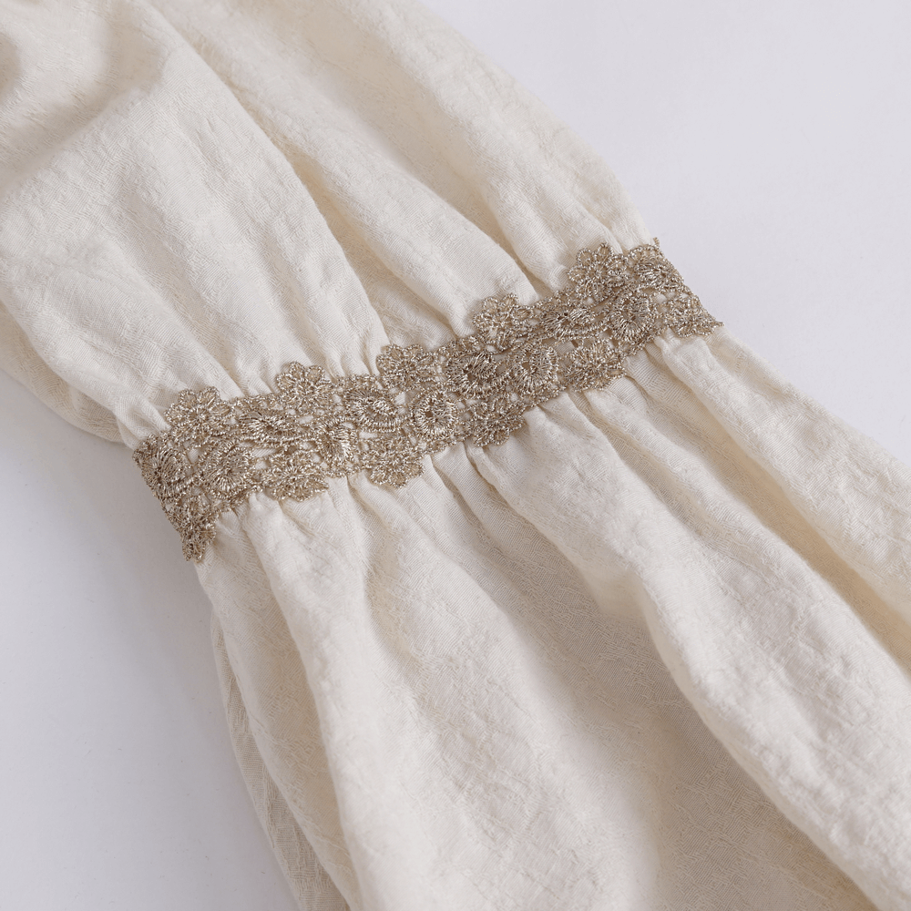 Elegant Ruffled Cotton Shirt with Beaded Details
