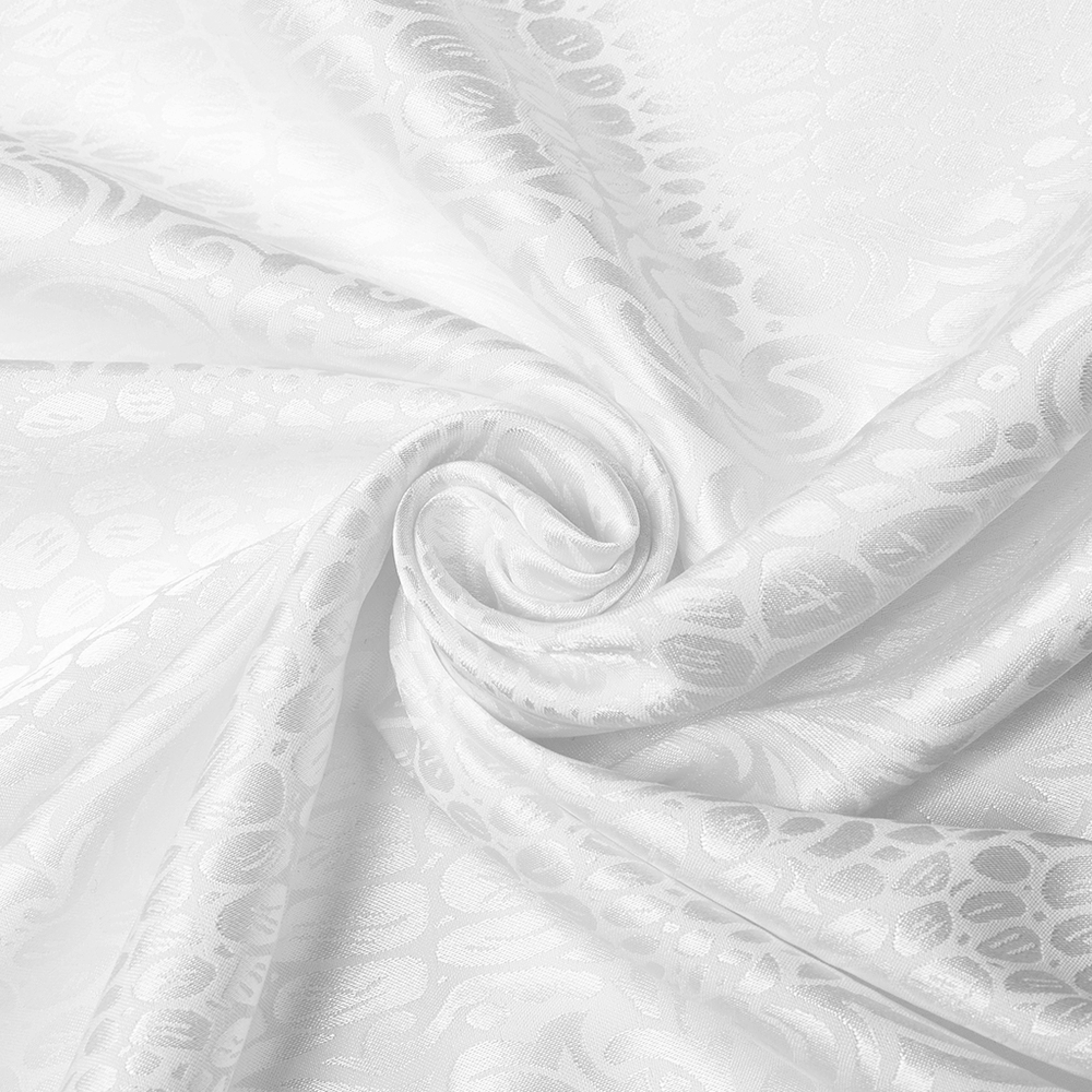 Elegant white jacquard fabric texture with intricate patterns, perfect for stylish gothic blouse designs.