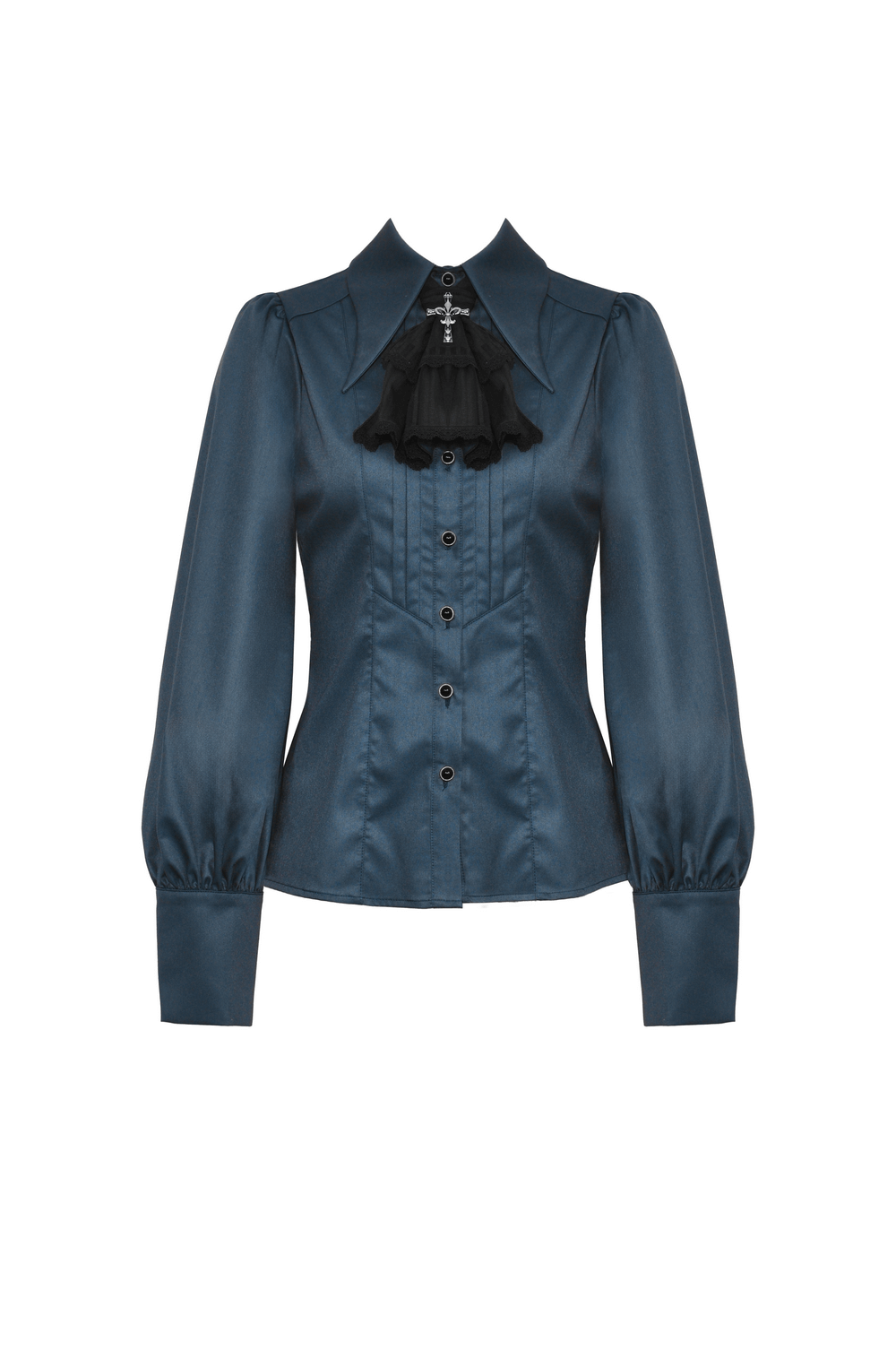 Elegant Satin Blouse with Ruffled Detail and Buttons