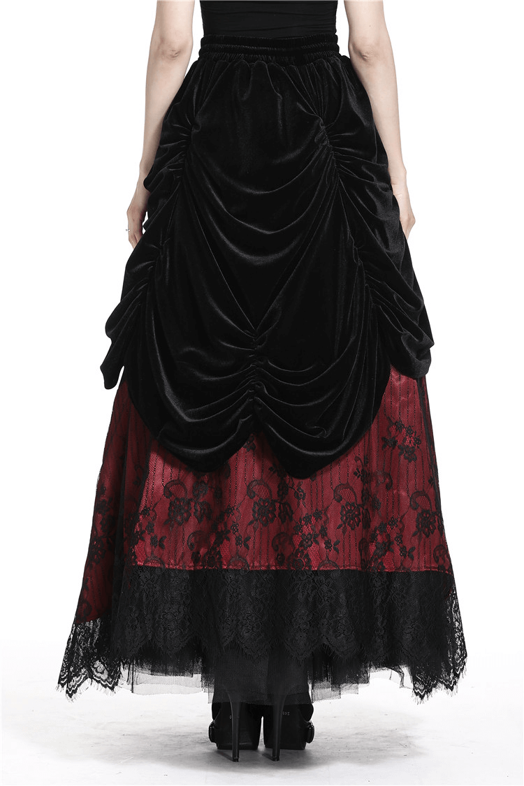 Elegant Steampunk Layered Lace Long Skirt for Women