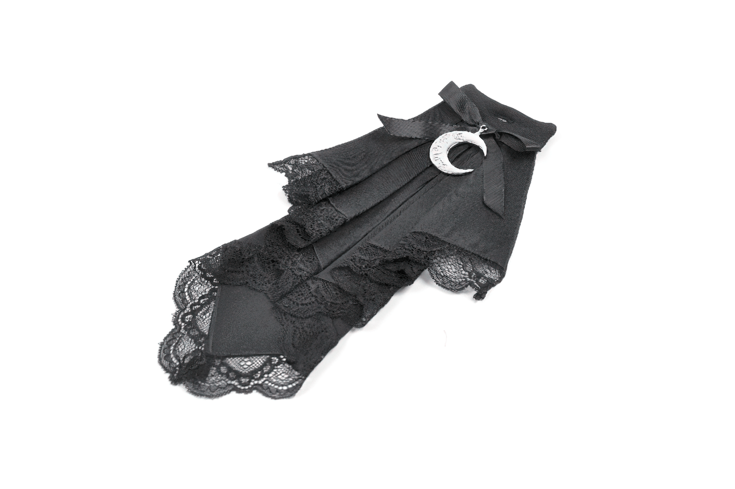 Elegant Striped Dress with Ruffle Sleeves and Moon Detail lace accent with dramatic ruffles and moon charm.