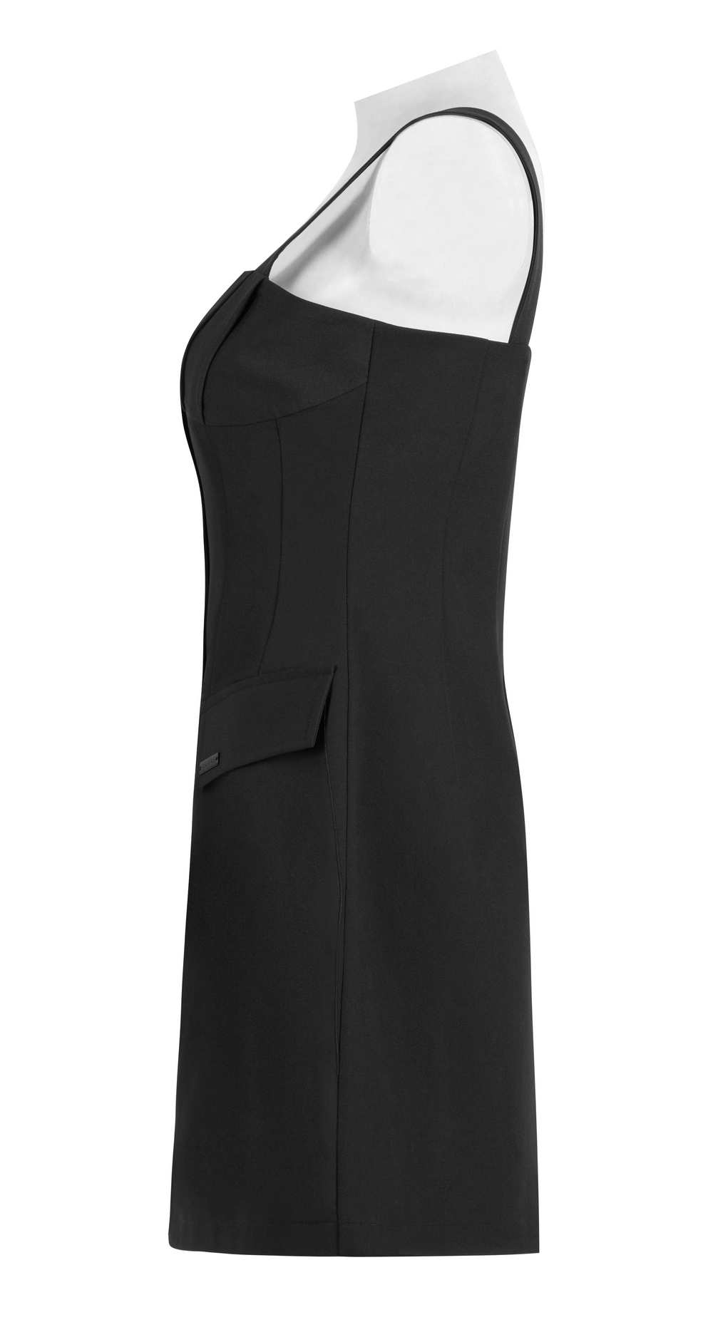 Elegant Structured Strap A-Line Dress with Pockets