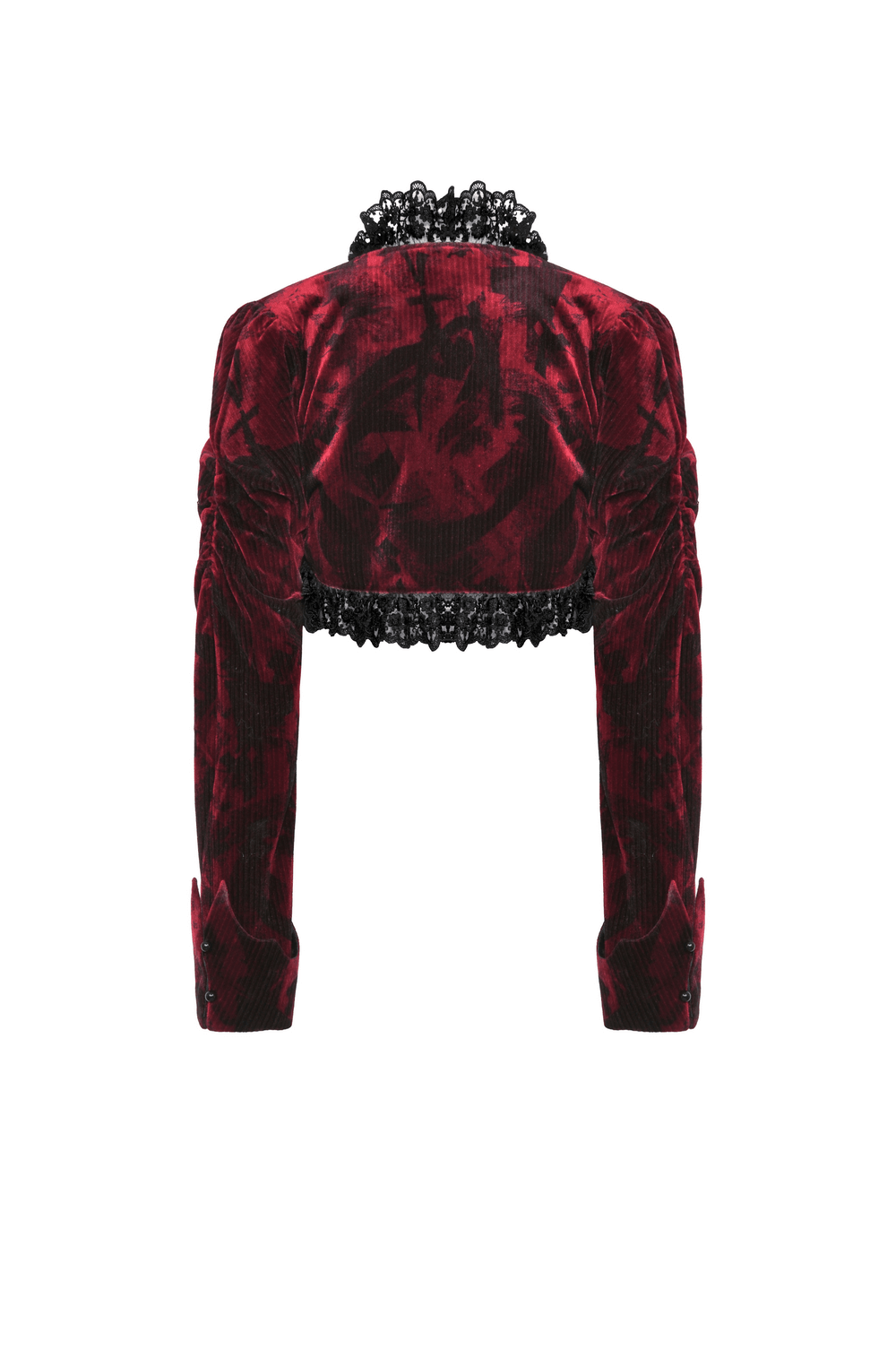 Elegant Velvet Bolero with Black Lace Detailing