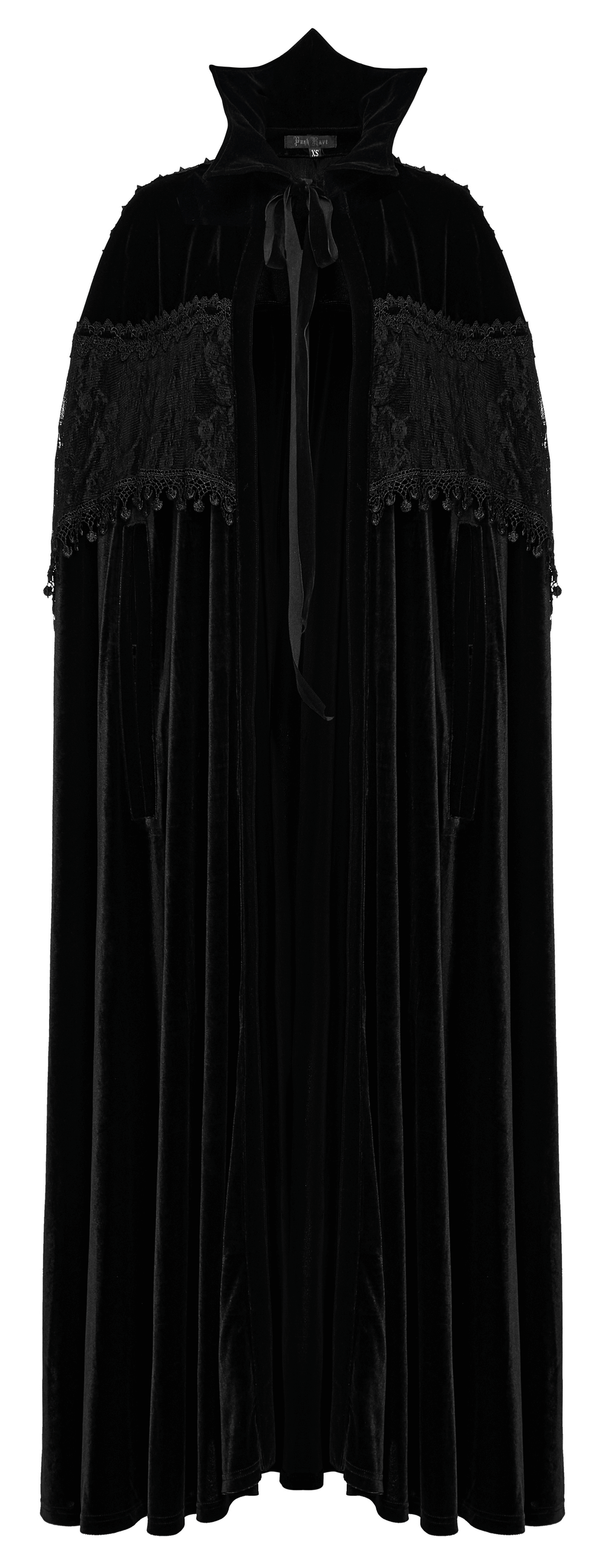 Elegant Velvet Gothic Daily Cloak with Lace Details - HARD'N'HEAVY