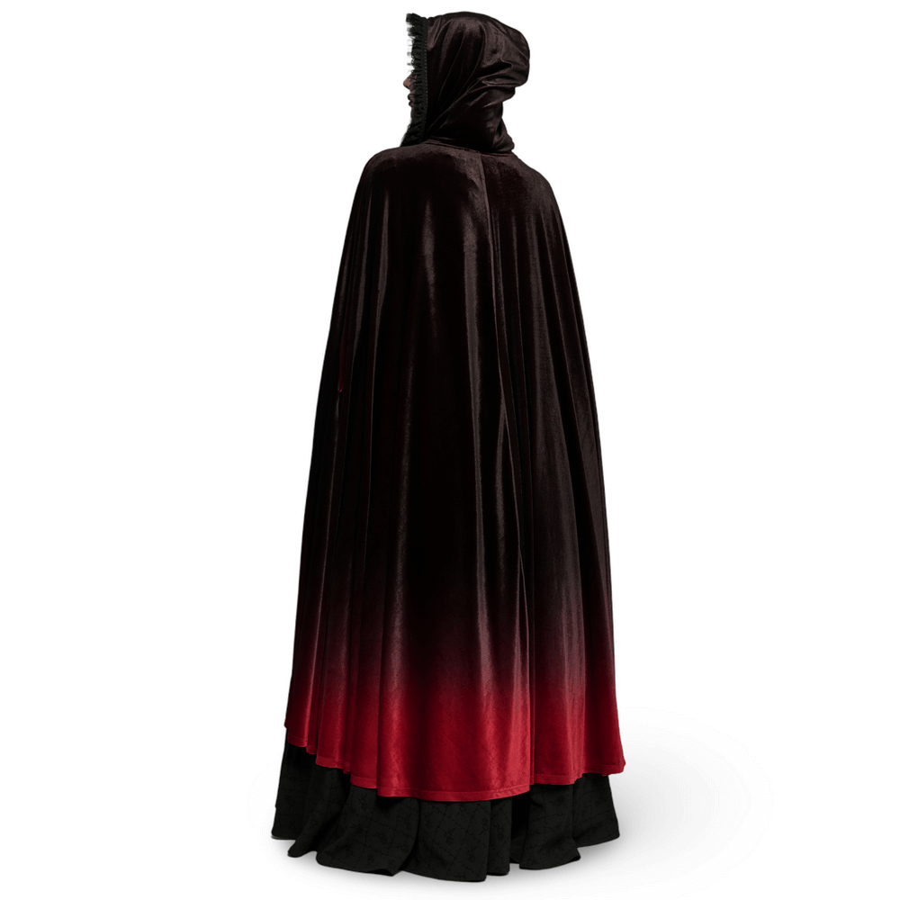 Elegant Velvet Gradient Gothic Hooded Cloak