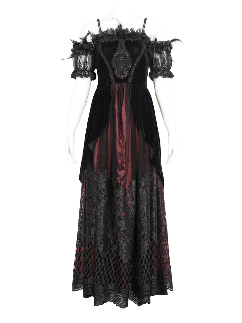 Elegant Velvet Off-The-Shoulder Victorian Dress Elegant Velvet Off-The-Shoulder Victorian Dress
