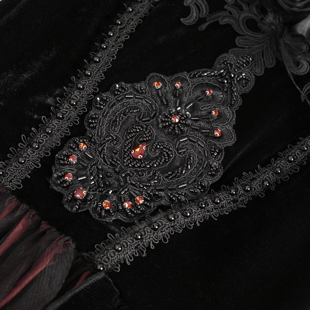 Elegant Velvet Off-The-Shoulder Victorian Dress