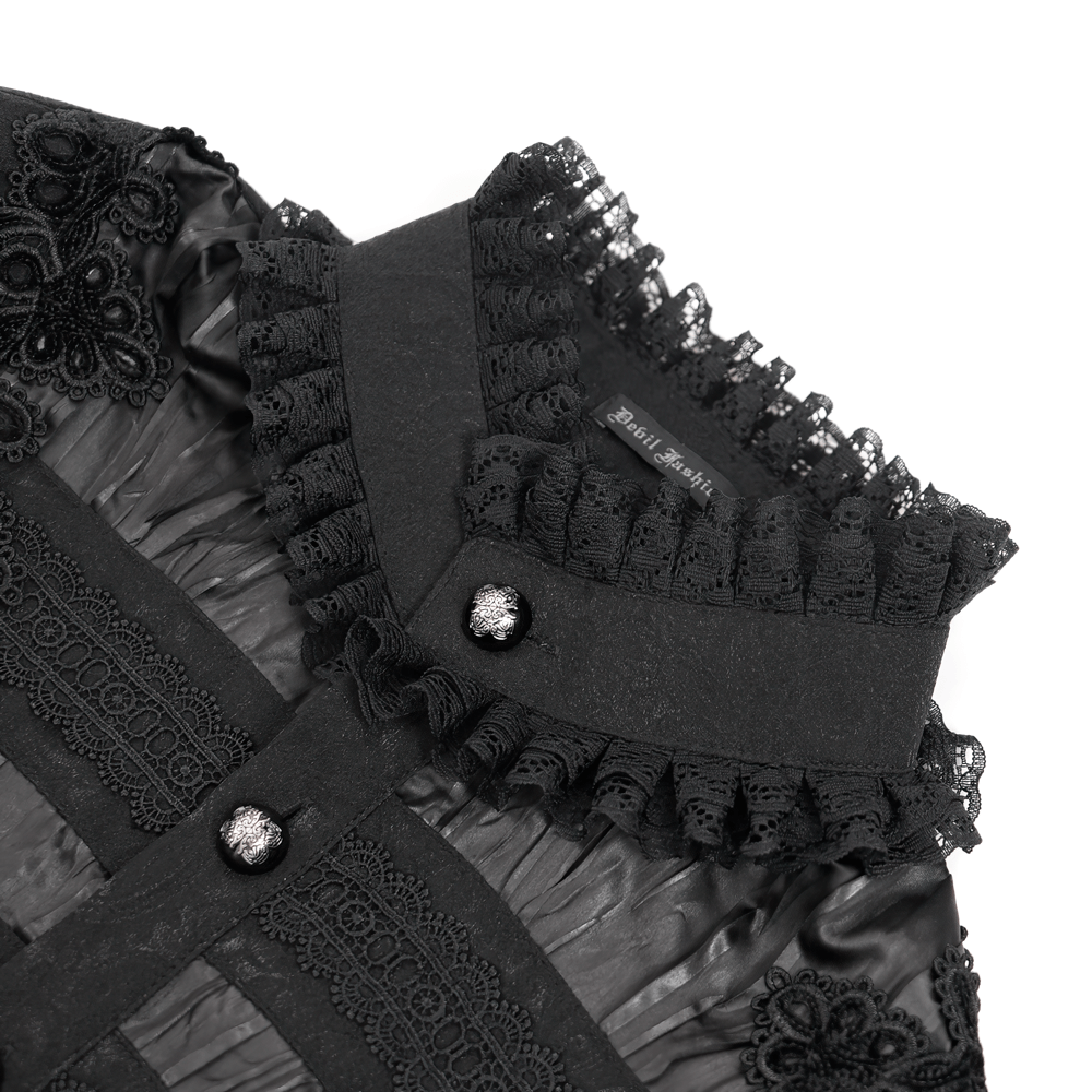 Elegant Victorian Gothic Black Lace Shirt for Men