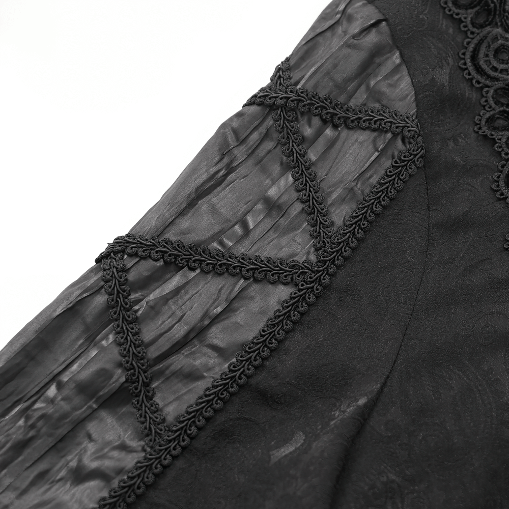 Elegant Victorian Gothic Black Lace Shirt for Men