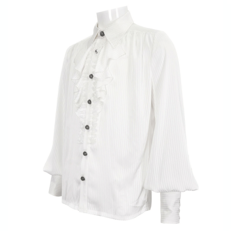 Elegant Victorian Inspired Pleated Ruffle Shirt With Buttons - HARD'N'HEAVY