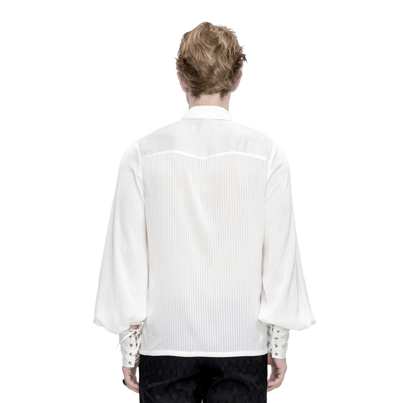 Elegant Victorian Inspired Pleated Ruffle Shirt With Buttons - HARD'N'HEAVY