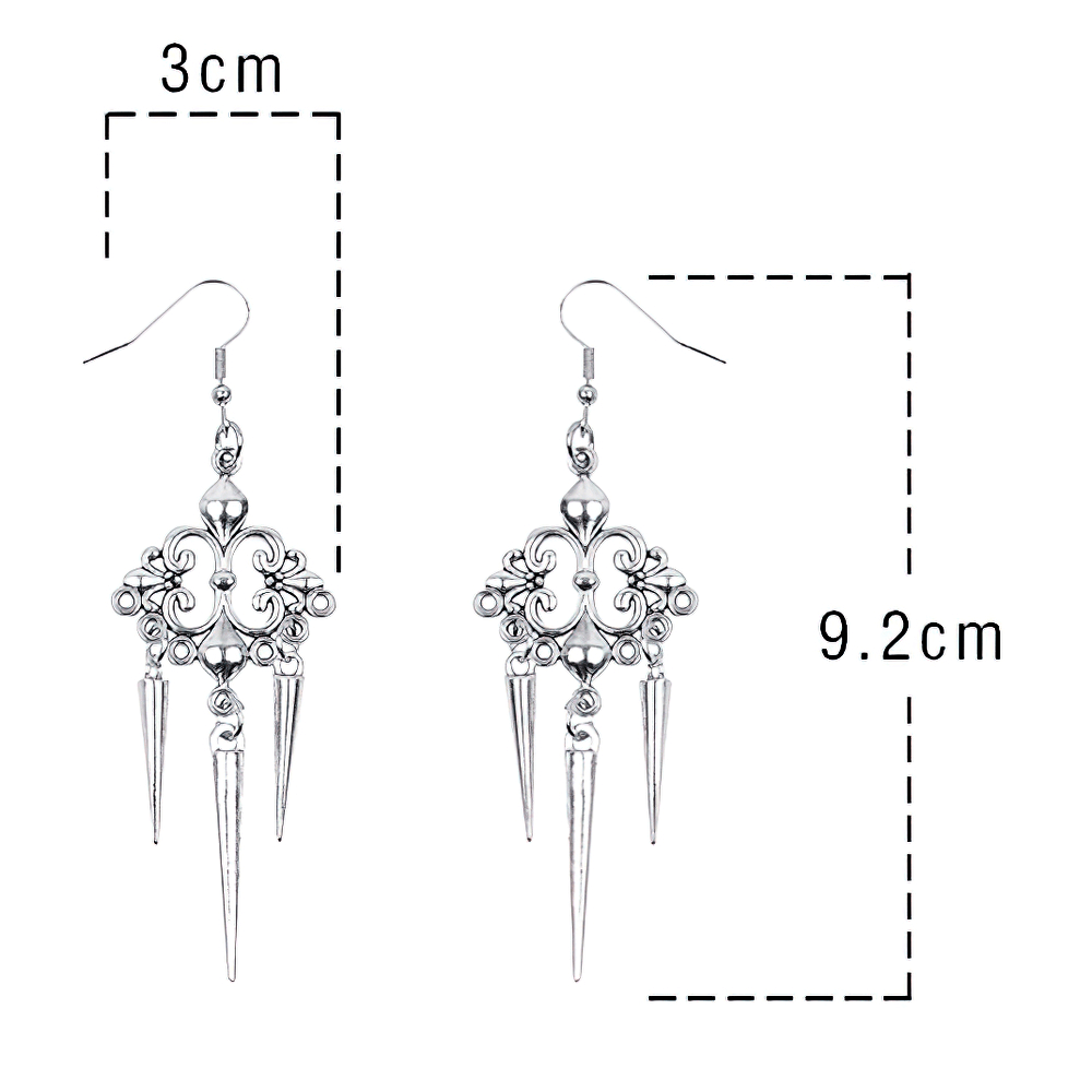 Elegant Vintage Silver Long Dangle Drop Earrings