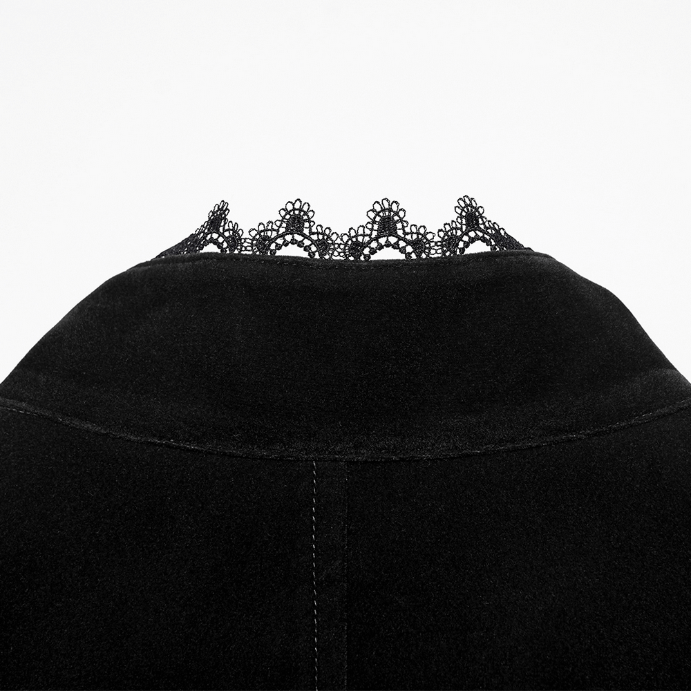 Elegant Waistcoat with Tailcoat Hem and Structured Pleats back detail showing lace collar.