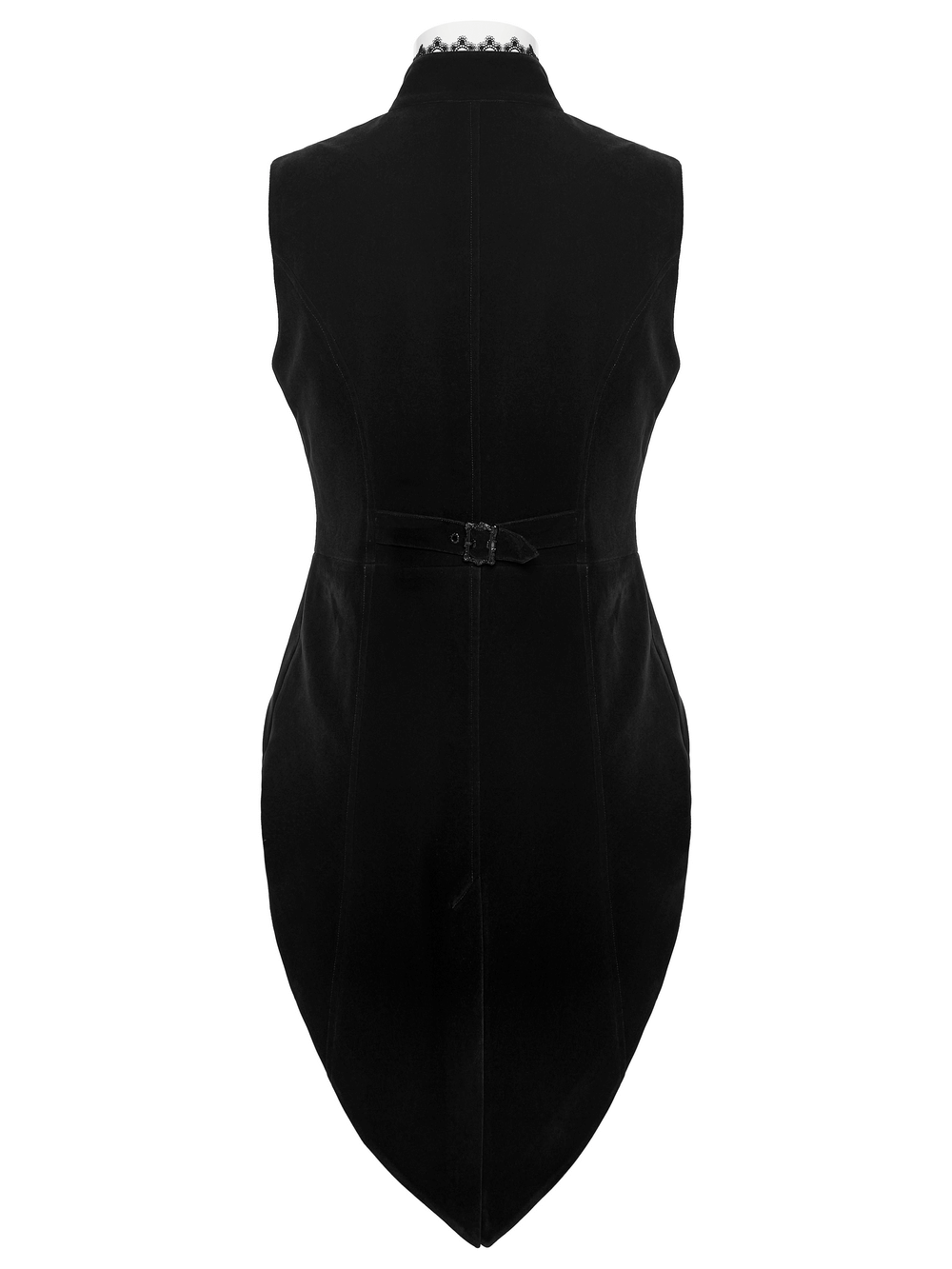 Elegant Waistcoat with Tailcoat Hem and Structured Pleats, showcasing the elegant back design.