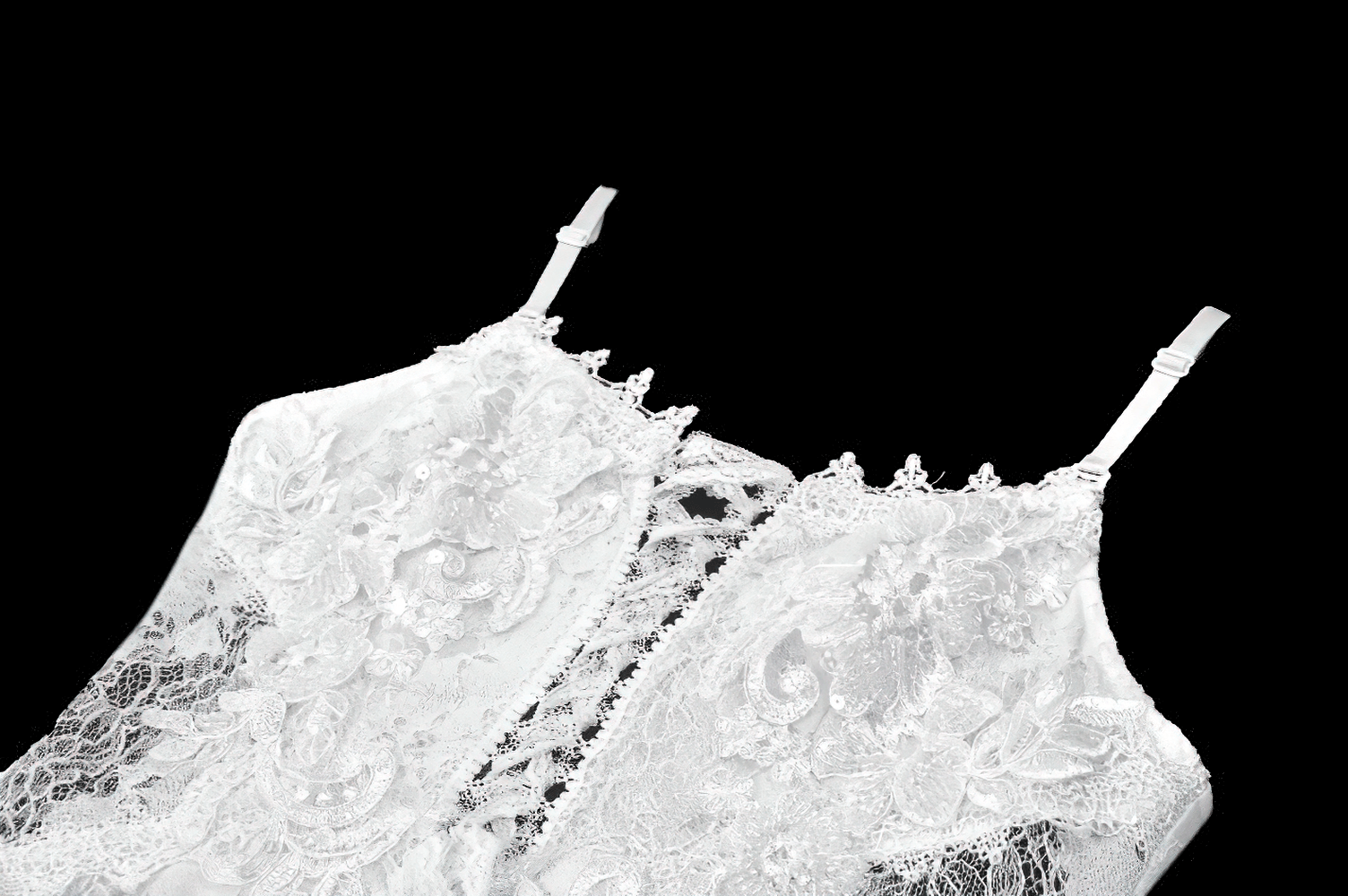 Elegant White Lace Gothic Dress with Spaghetti Straps showcasing intricate lace and delicate spaghetti straps.