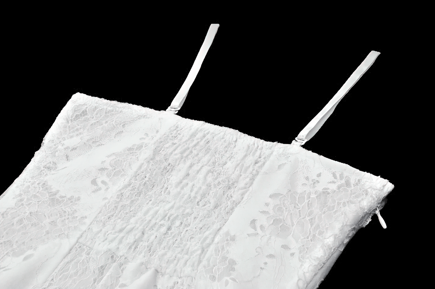 Elegant White Lace Gothic Dress with Spaghetti Straps showcasing delicate lace and spaghetti straps.