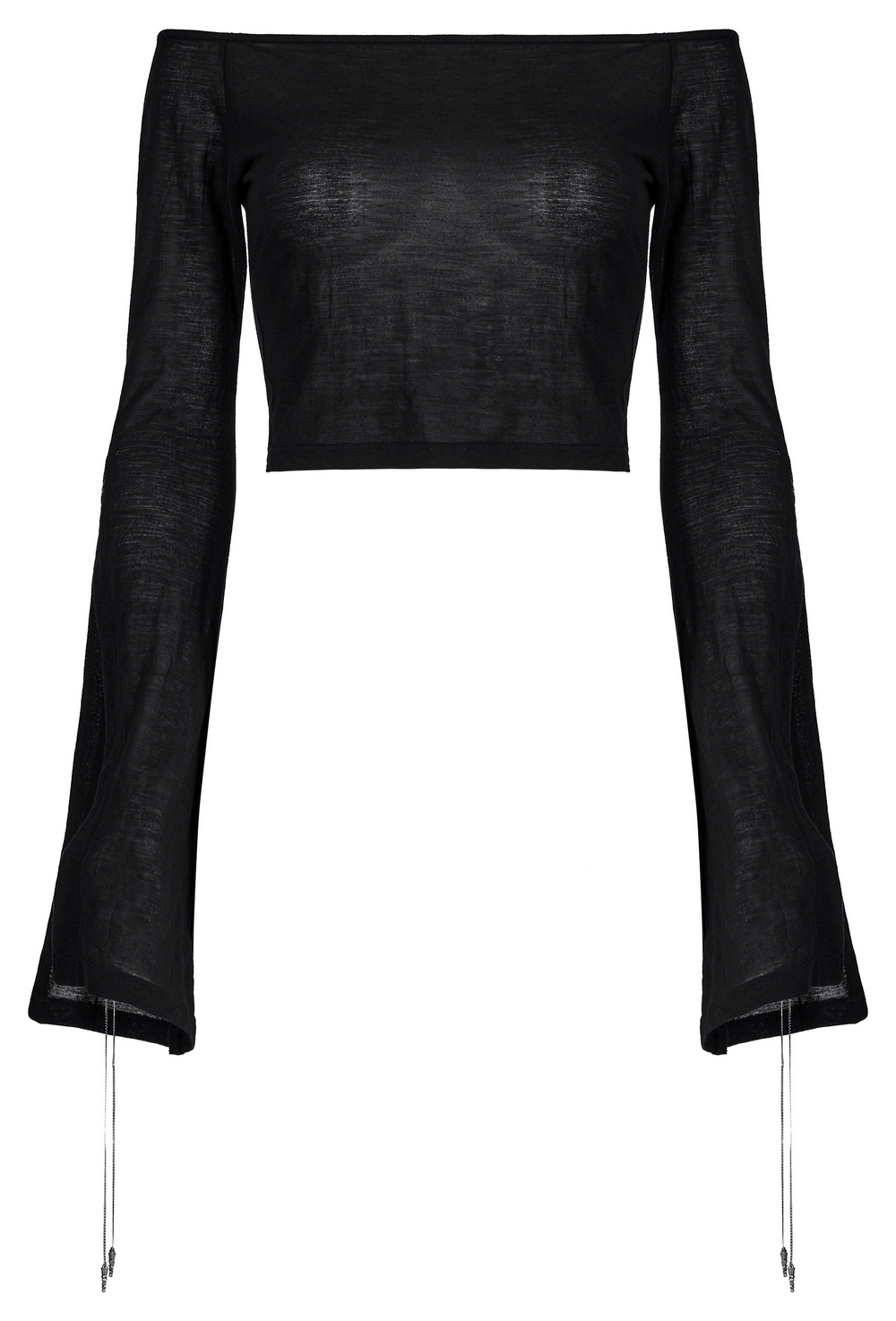 Elegant Womens Black Chained Knit Off-Shoulder Top
