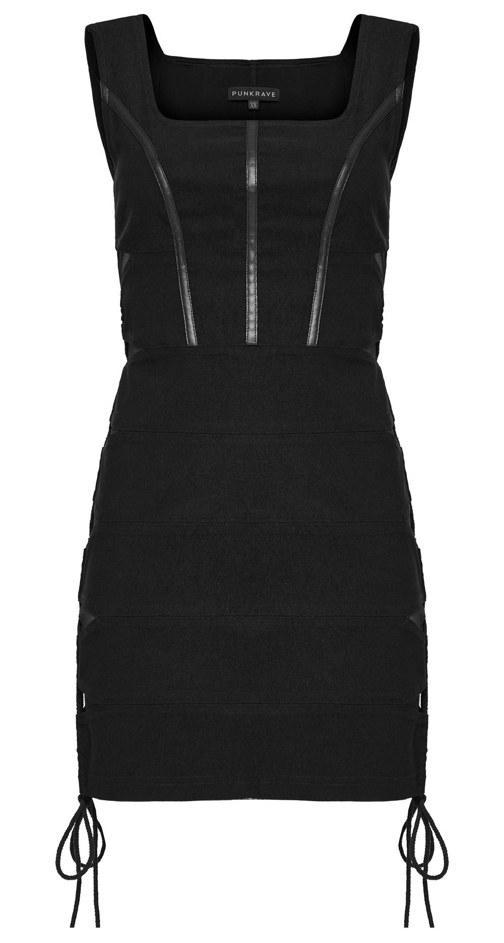 Elegant Women's Black Mini Dress with Lace-Up Detail