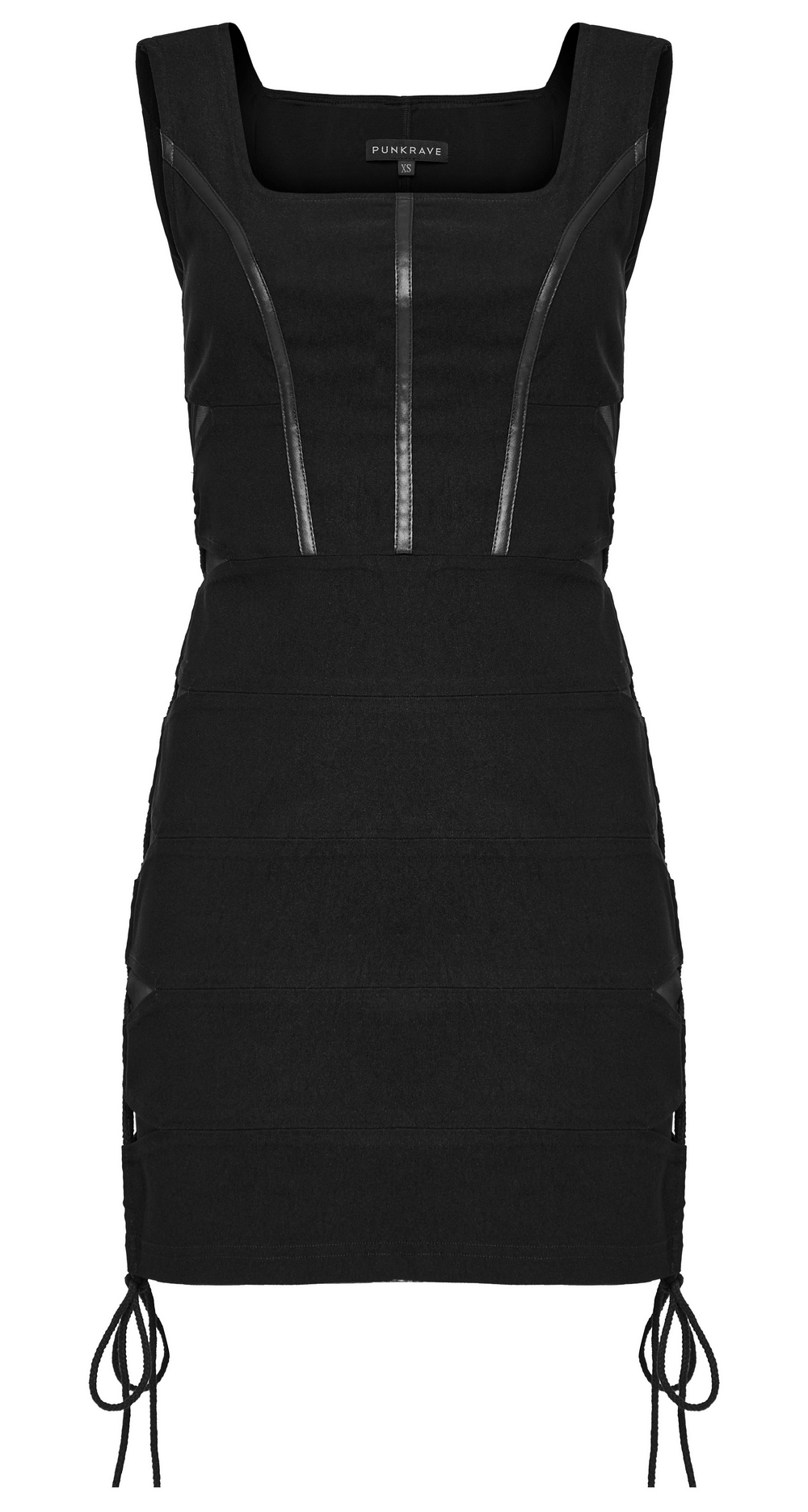 Elegant Women's Black Mini Dress with Lace-Up Detail Elegant Women's Black Mini Dress with Lace-Up Detail