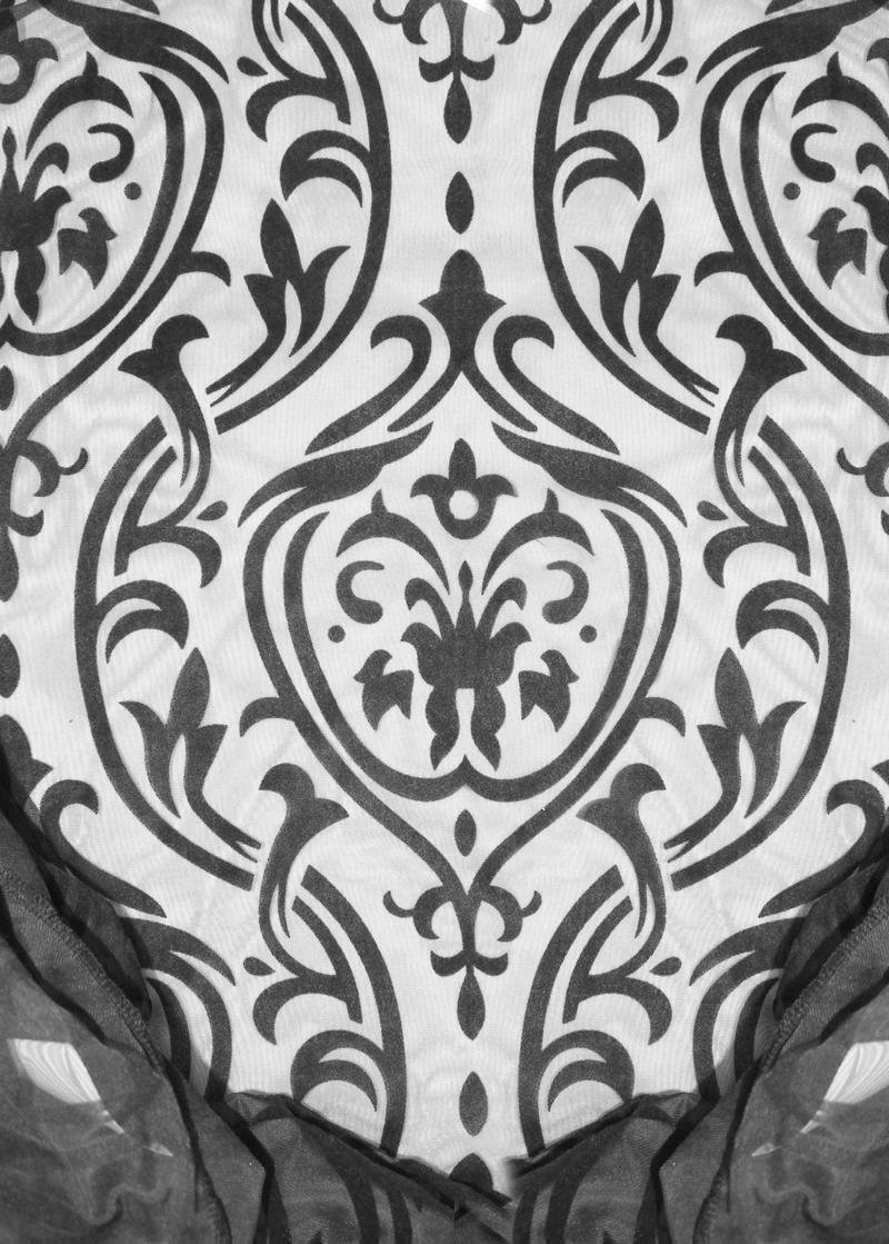 Black and white intricate gothic lace pattern featuring elegant floral designs, perfect for stylish gothic fashion.