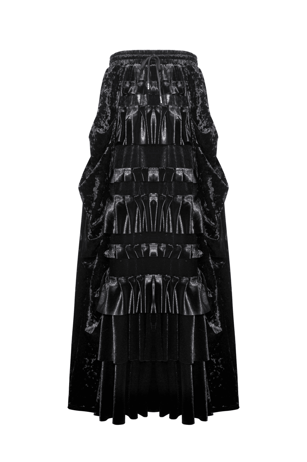 Elegant Women's Black Velvet Tiered Maxi Skirt