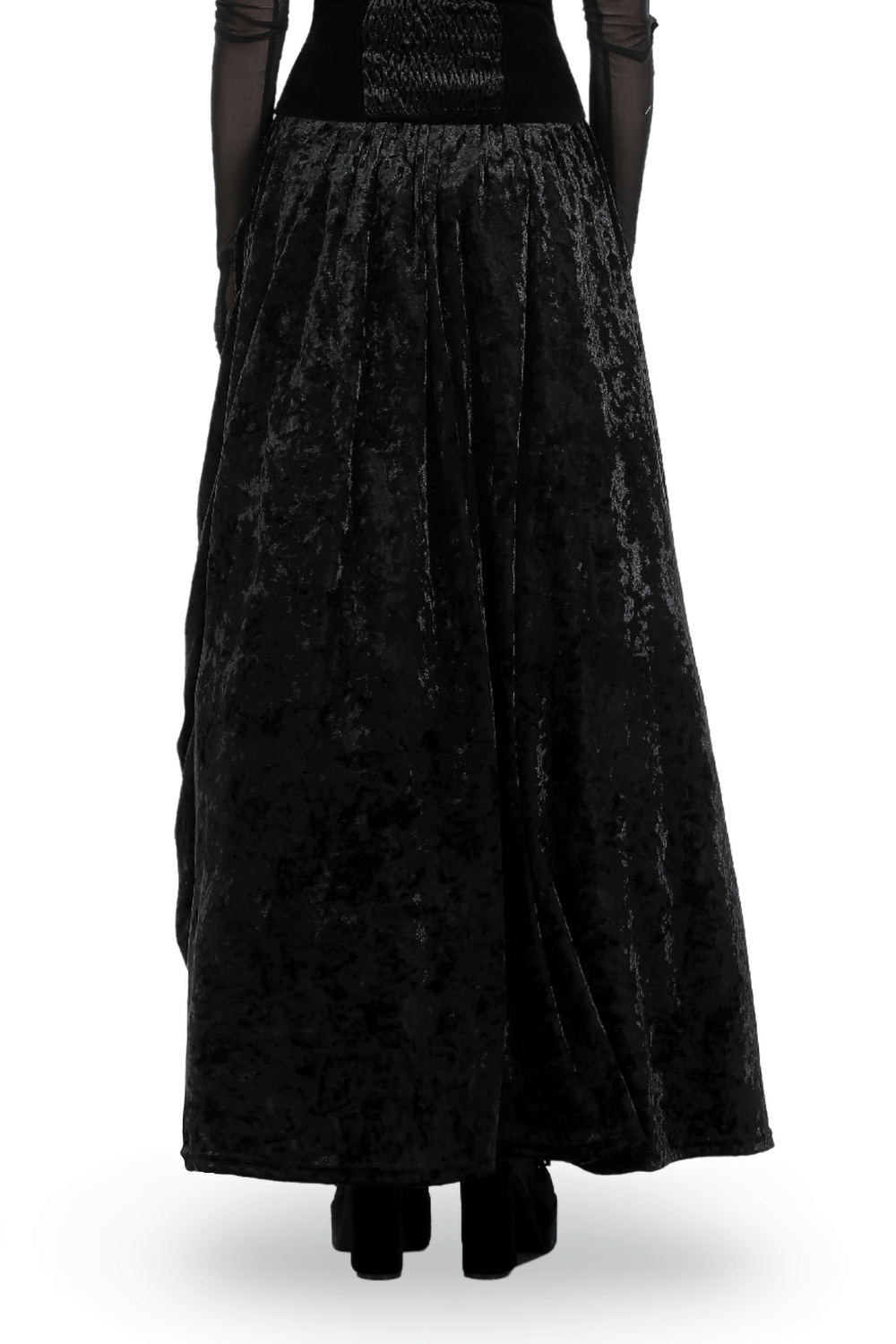 Elegant Women's Black Velvet Tiered Maxi Skirt